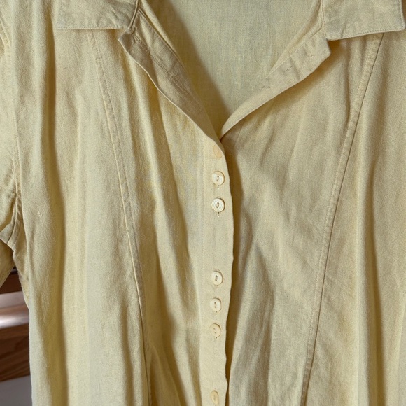 Christopher & Banks Butter Yellow Button-Up Women's Top Large Linen - Picture 3 of 11